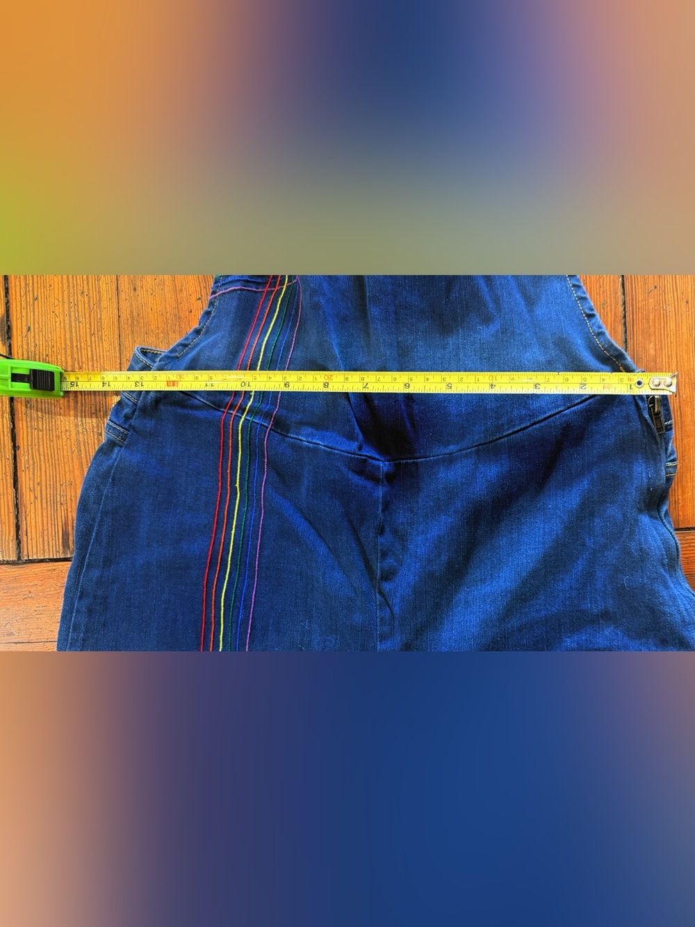 Vintage Wide-Leg Overalls with Rainbow Stripes — women’s small - Picture 7 of 8